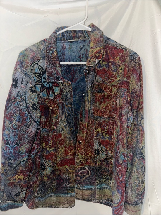 Chico's Jackets & Blazers - Chico’s Size 2 Boho Tapestry Print Multicolor Cotton Jacket